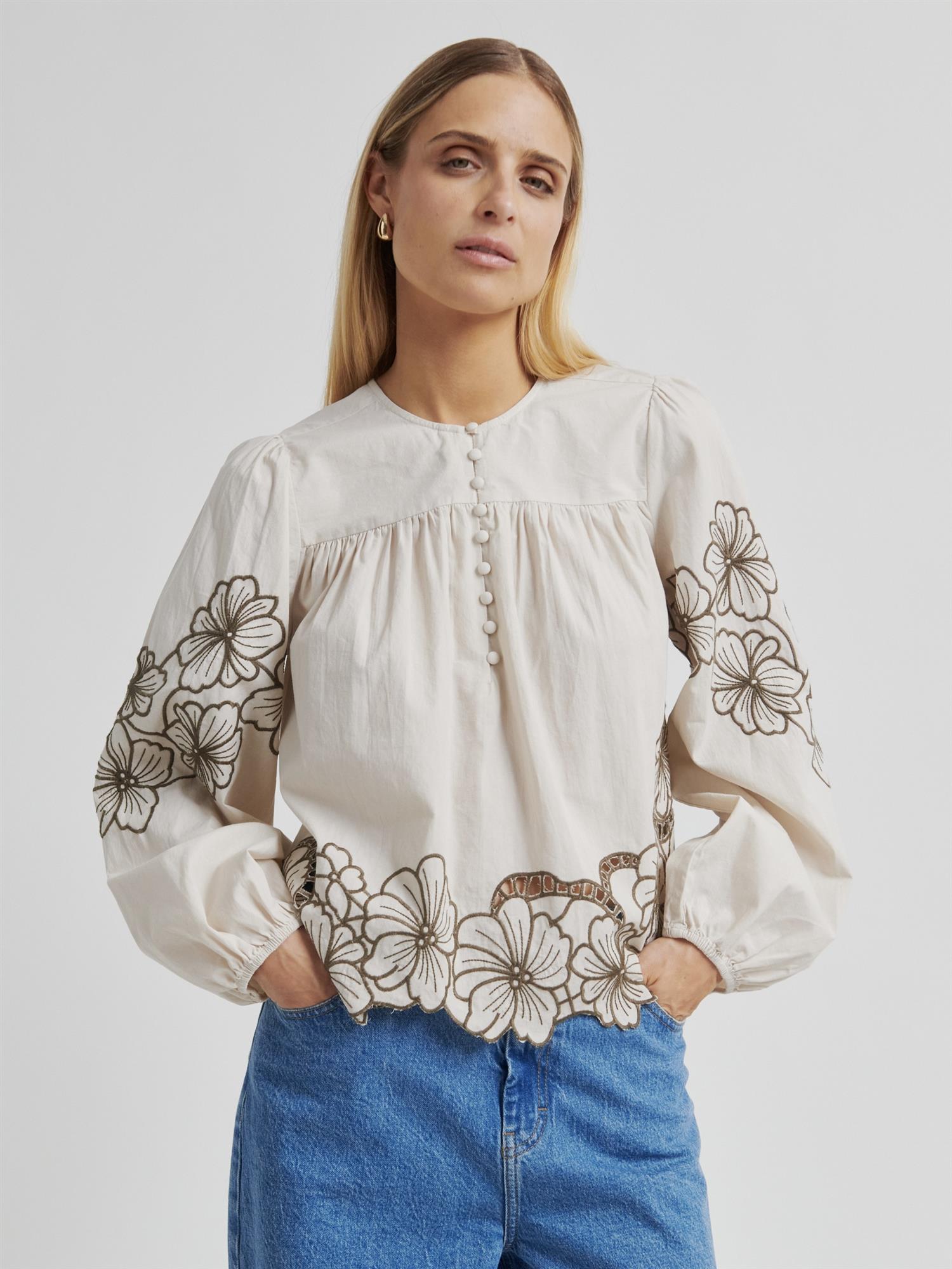 Elinor Blouse, Beige Brown