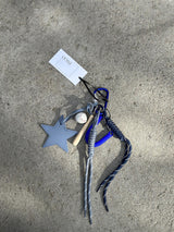Bag Charm, Blue Leather Star