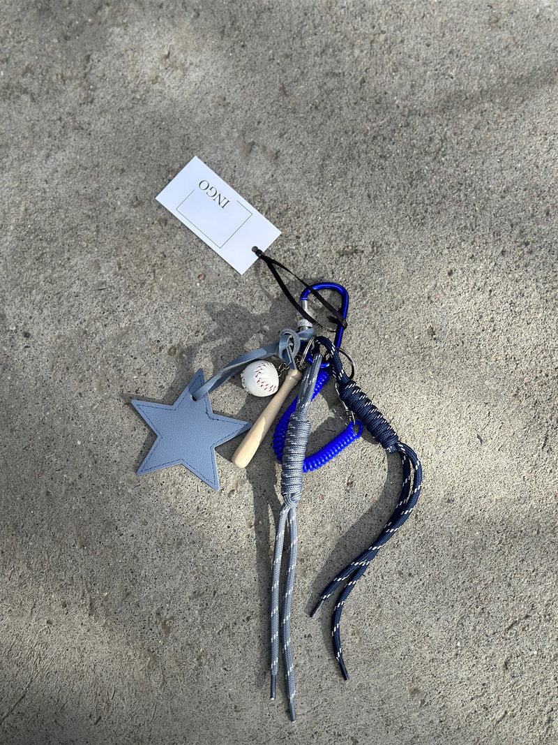 Bag Charm, Blue Leather Star