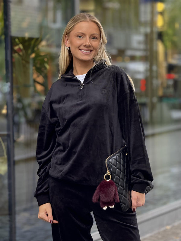 Pete 1/4 Zip Sweater, Black
