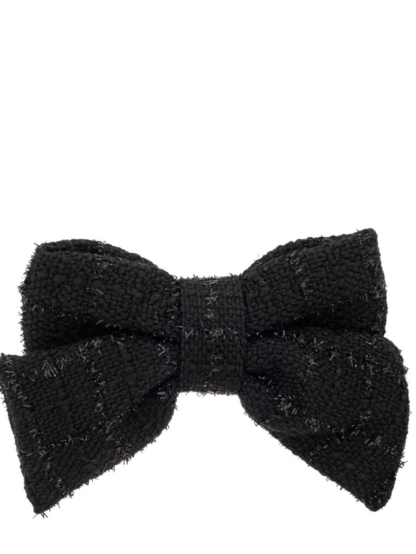 Tweed Bow Hair Clip, Black