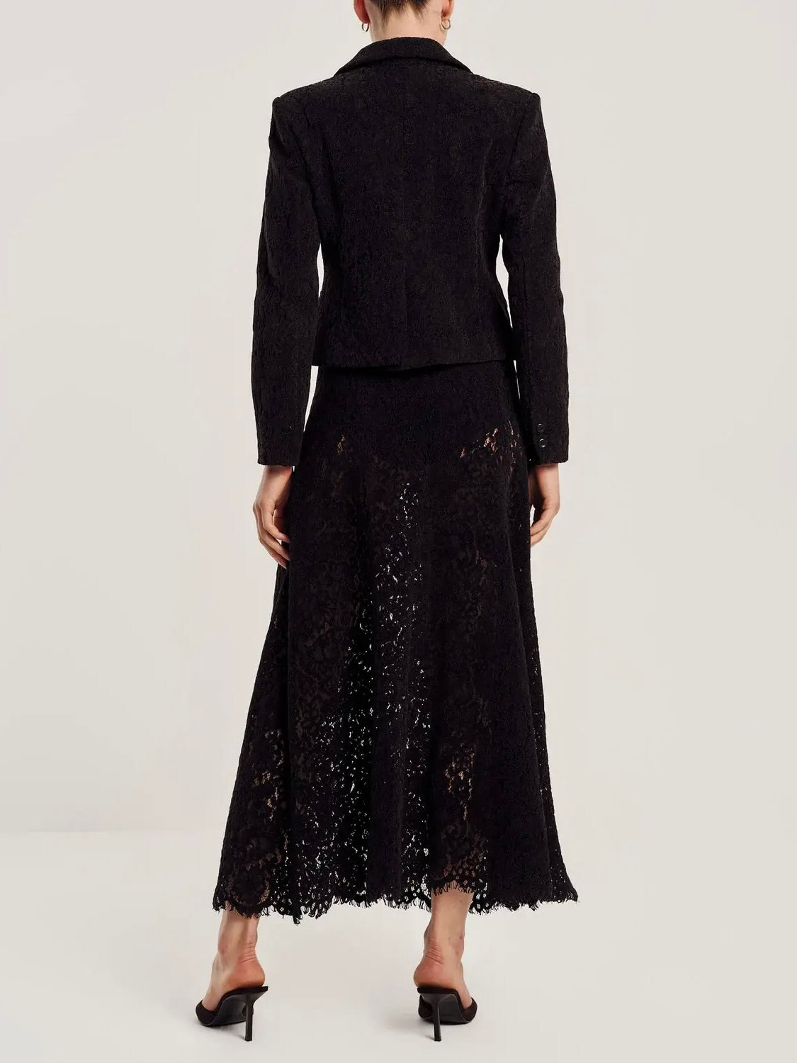 Lace Velvet Skirt, Black
