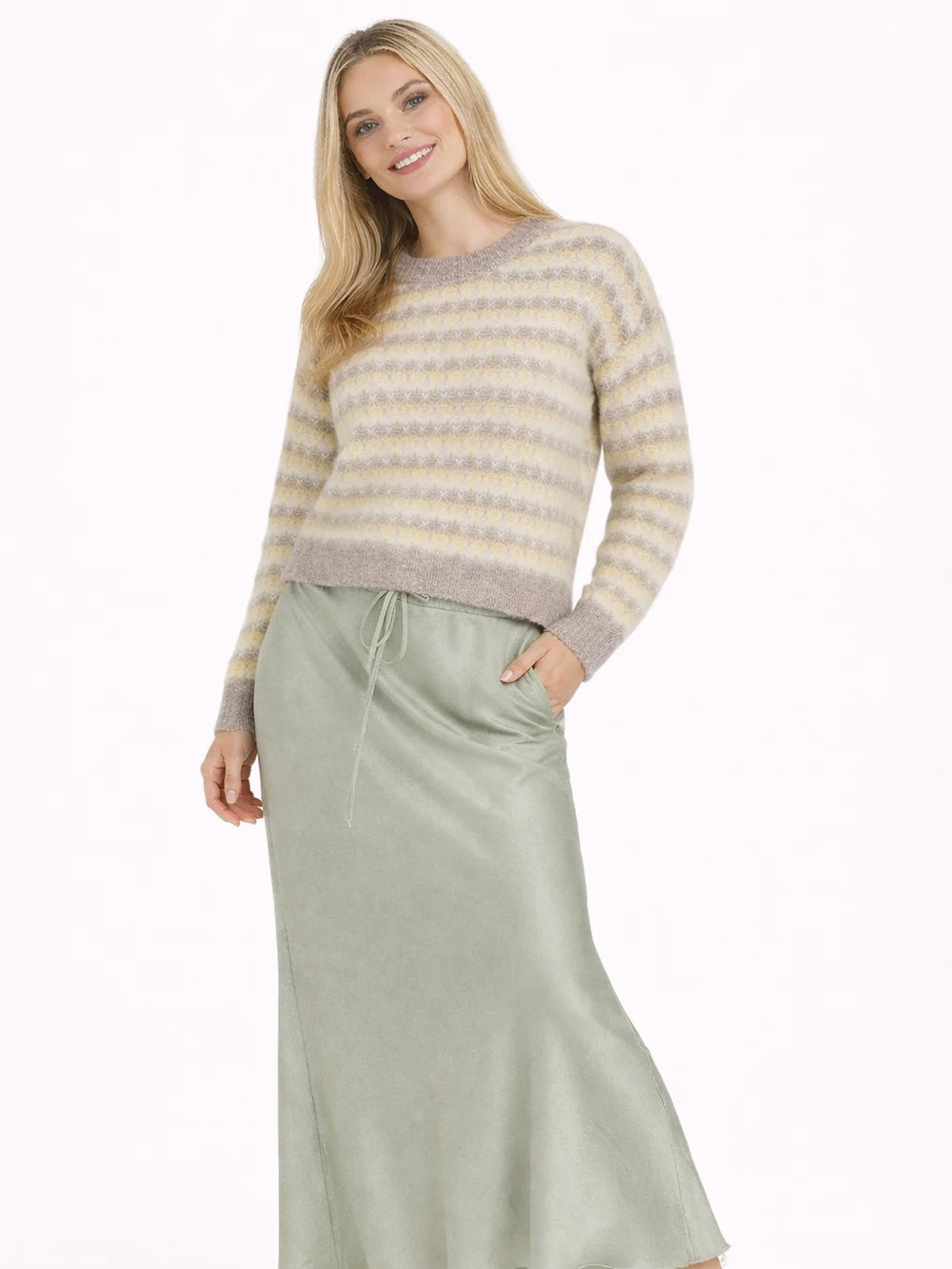 Sassi knit pullover, Sand/Yellow