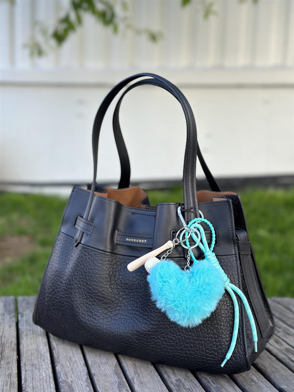Bag Charm, Blue Fluffy Heart