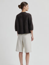 Andrea Knit Rib Cardigan, Dark Brown