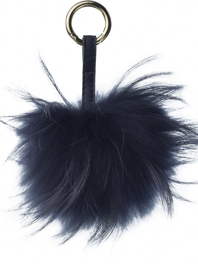 Raccoon Key Ring Pom Pom, Navy Blue