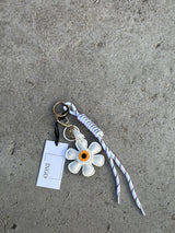 Bag Charm, White Flower Power
