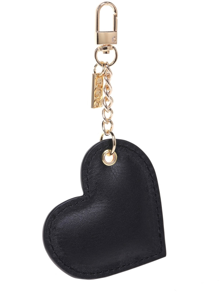 Leather Heart Charm Nappa, Black