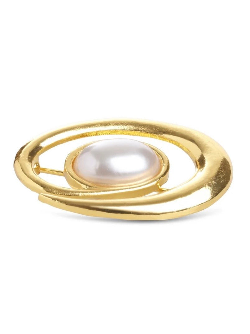 Morgana - Pearl Brooch Gold - Gold