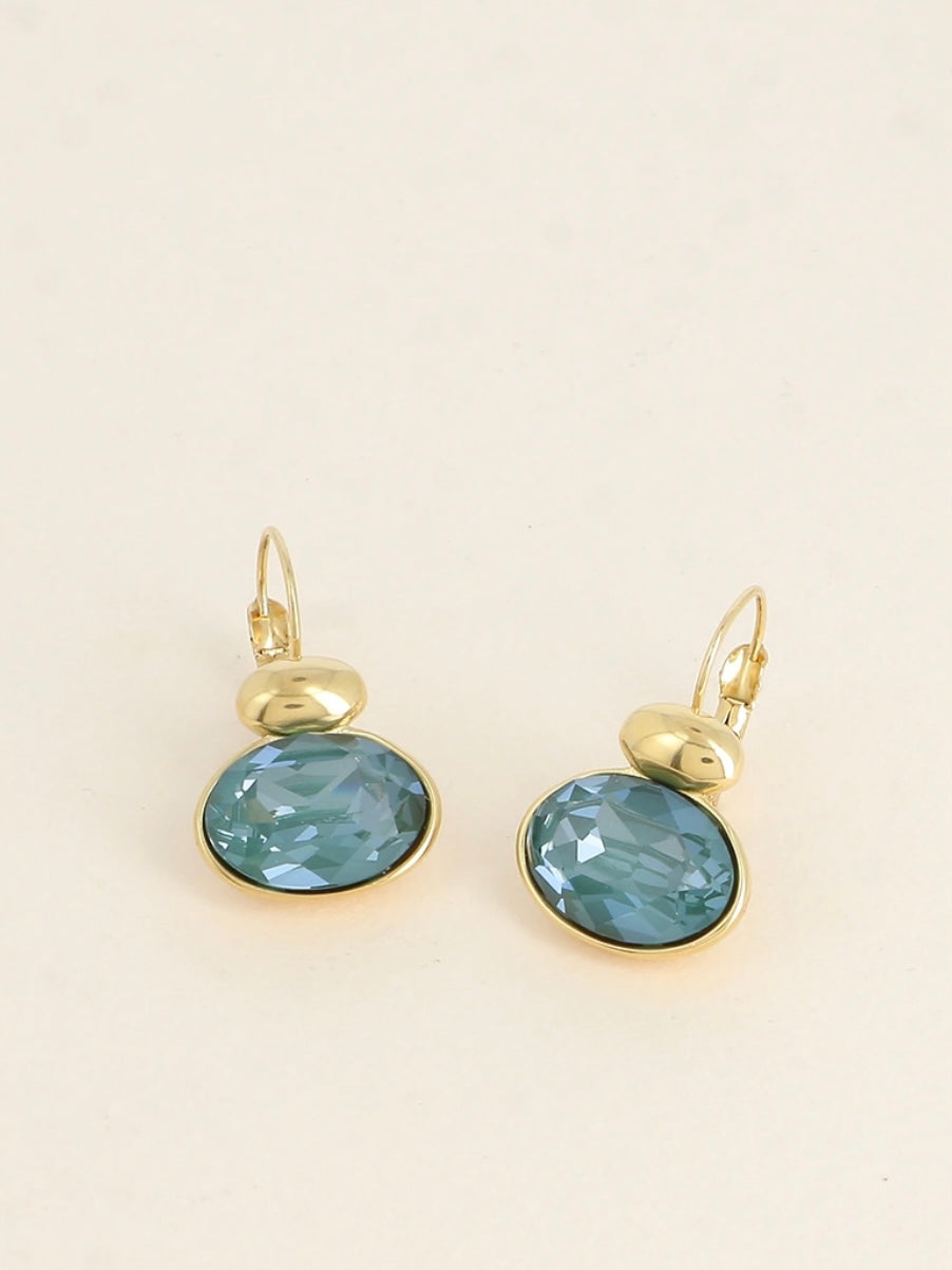 Earrings, Golden vivine curls, Green