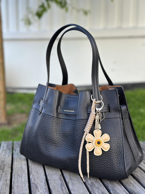 Bag Charm, Beige Flower Power