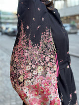 Long Dress, Black Rosa Blomster