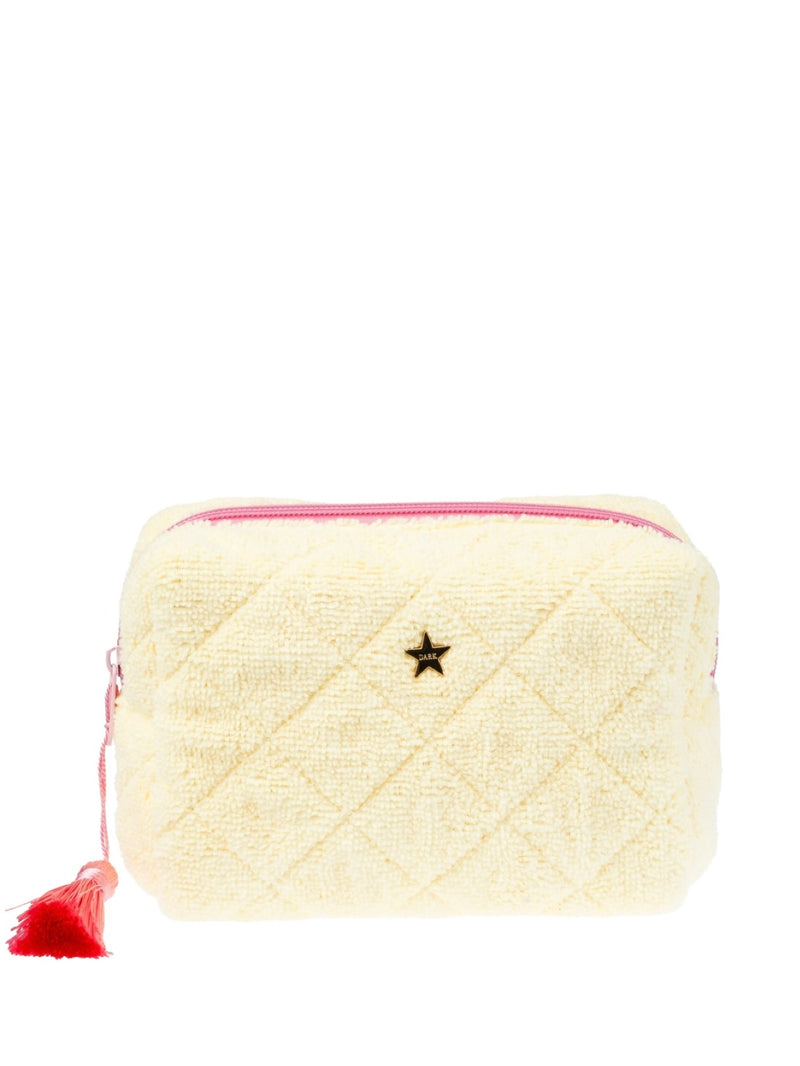 Terry Quilted Make-Up Pouch Small, Pale Yellow