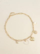 Necklace w/charms, Gold
