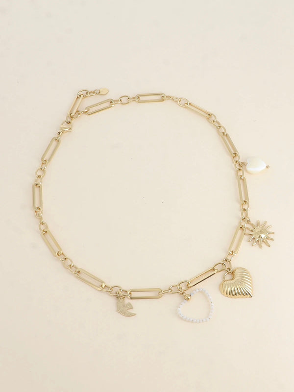Necklace w/charms, Gold
