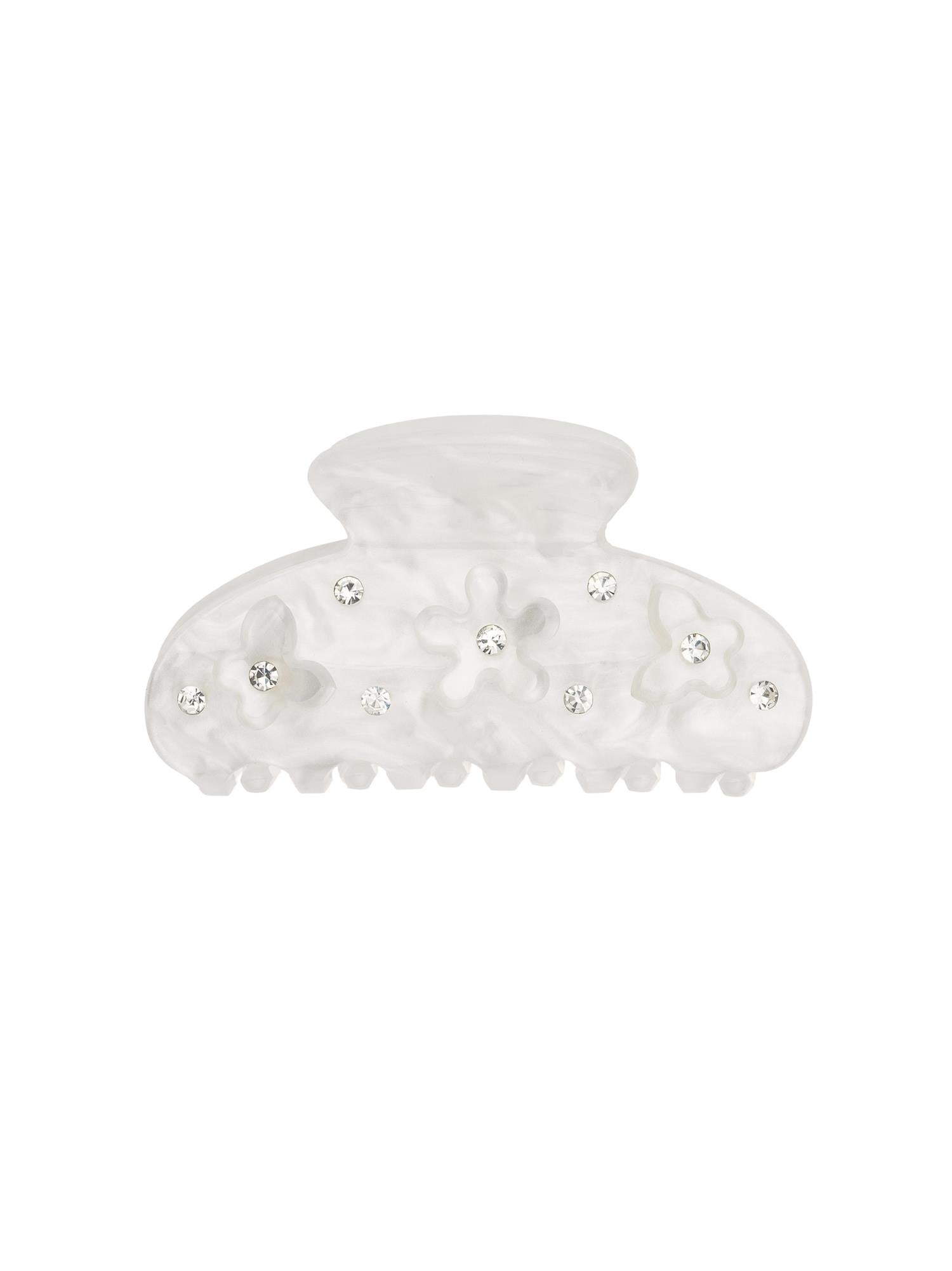 Flower & Butterfly Hair Claw Small, White