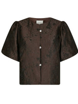Aisa Brocade Blouse, Dark Brown