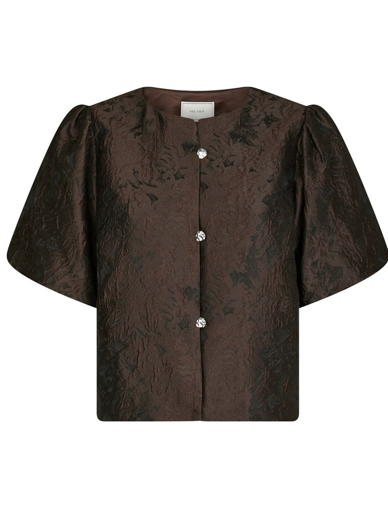 Aisa Brocade Blouse, Dark Brown
