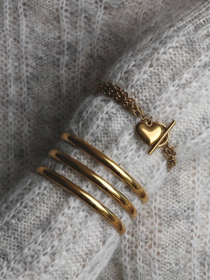 Norma - Triple Bangle Bracelet Stainless Steel - Gold
