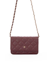 Leather Quilted Mini Bag, Maroon