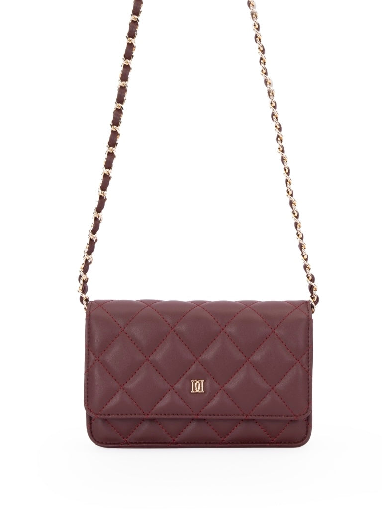 Leather Quilted Mini Bag, Maroon
