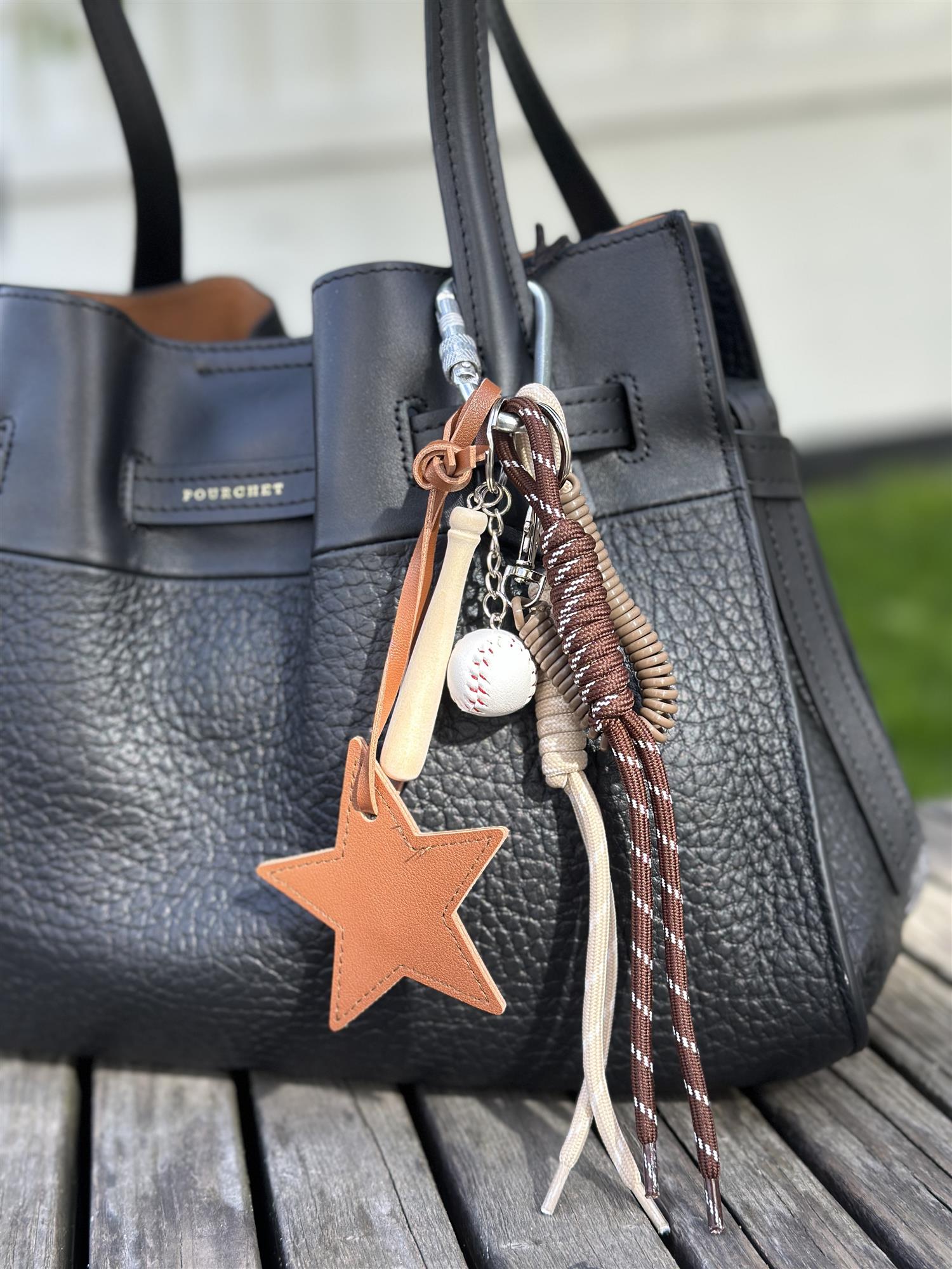 Bag Charm, Camel Leather Star