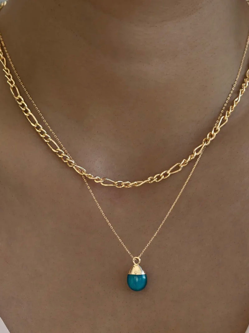 Gold Dipped Aquamarine Necklace