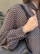 Blouse, feminine shape, longsleeve, print