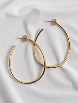 Natalie - Thin Large Hoop Earrings - Gold