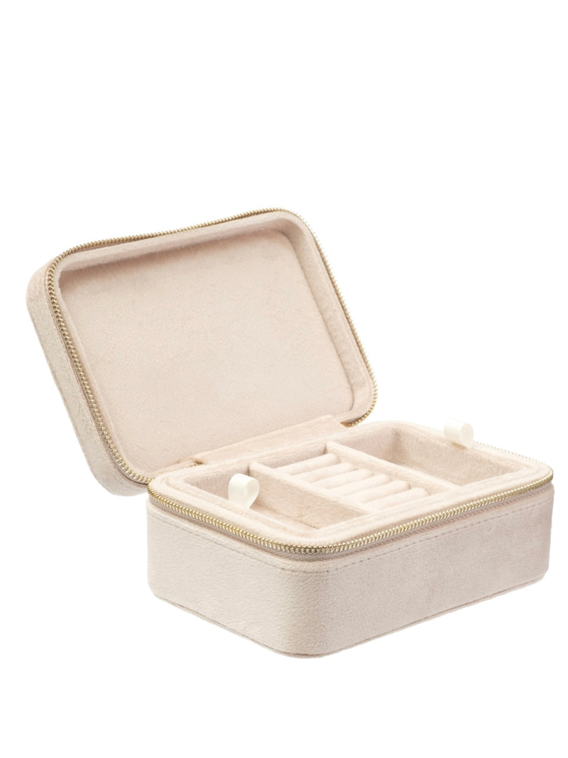 Velvet Jewellery Box, Dark Sand