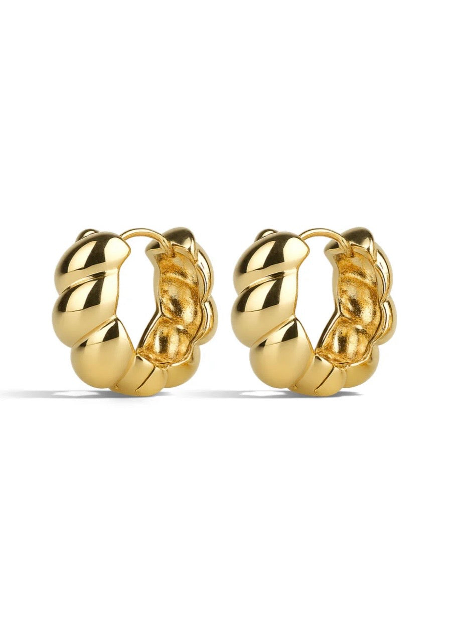Naia - Croissant Hoop Earrings Stainless Steel - Gold