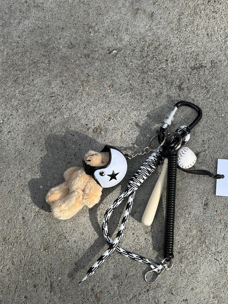 Bag Charm, White Helmet Bear