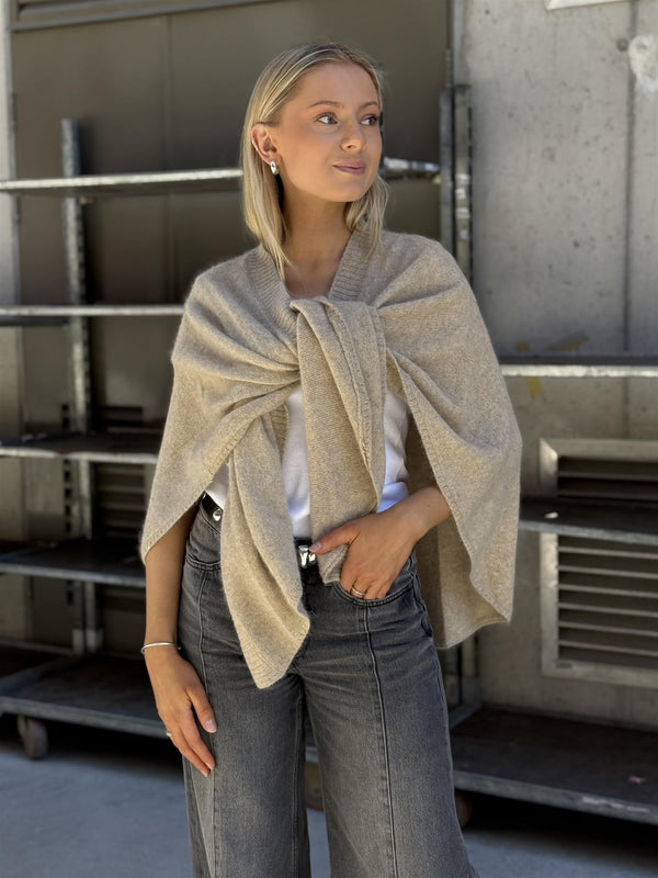 SANNE Poncho, Beige melange