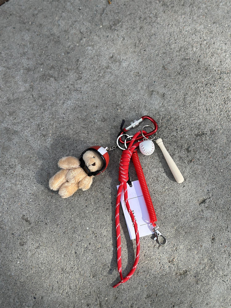 Bag Charm, Red Helmet Bear