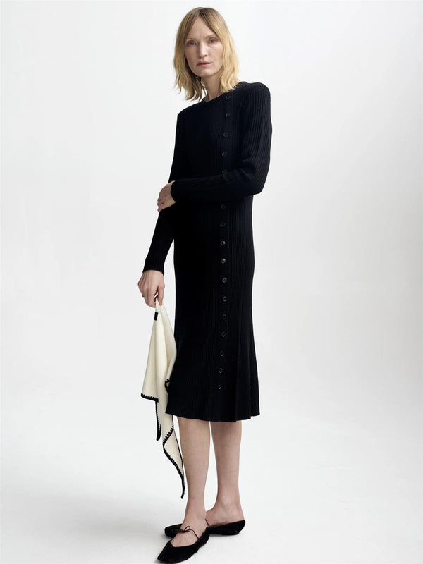 Mima Merino Dress, Black