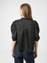 Roella Heavy Sateen Blouse, Black