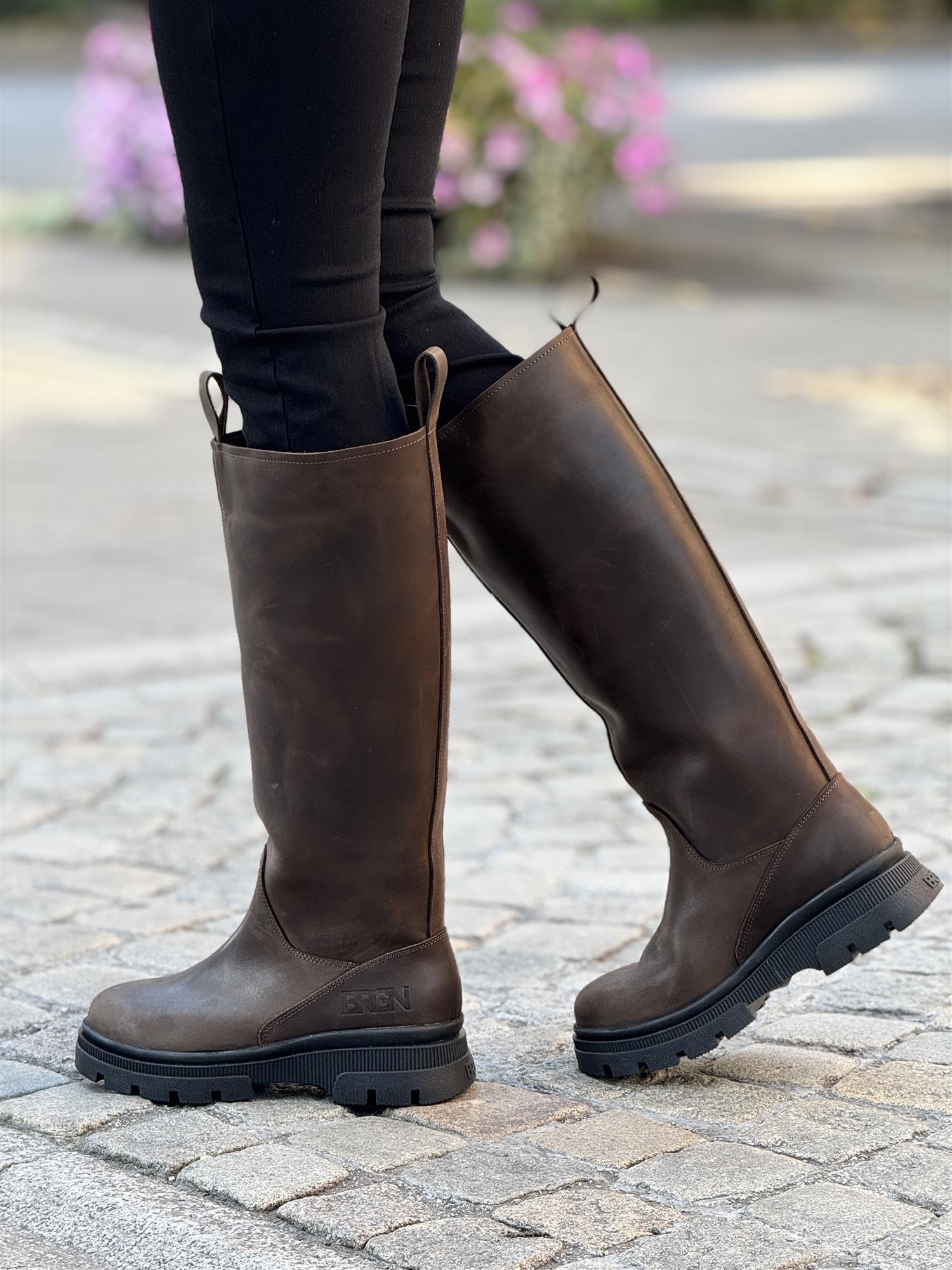 High Leather Boots, Brown