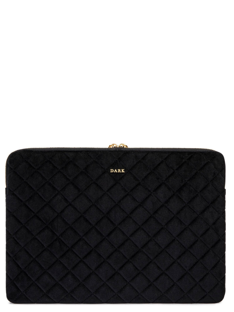 Velvet Quilted Mac Cover, Black