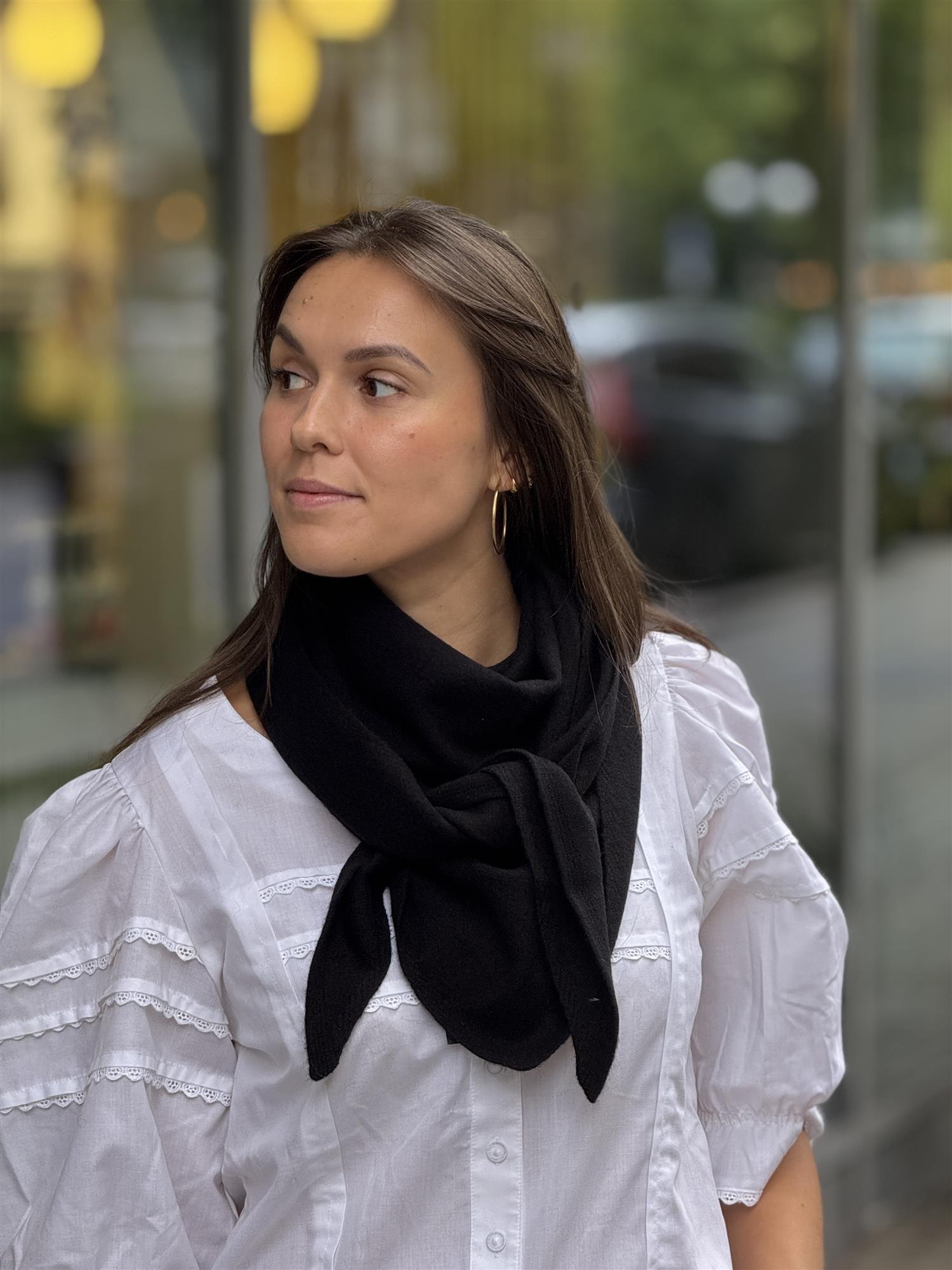 Mira Wool Cash Scarf, Black