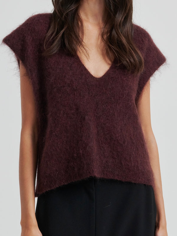 Camryn Knit Vest, Burgunder