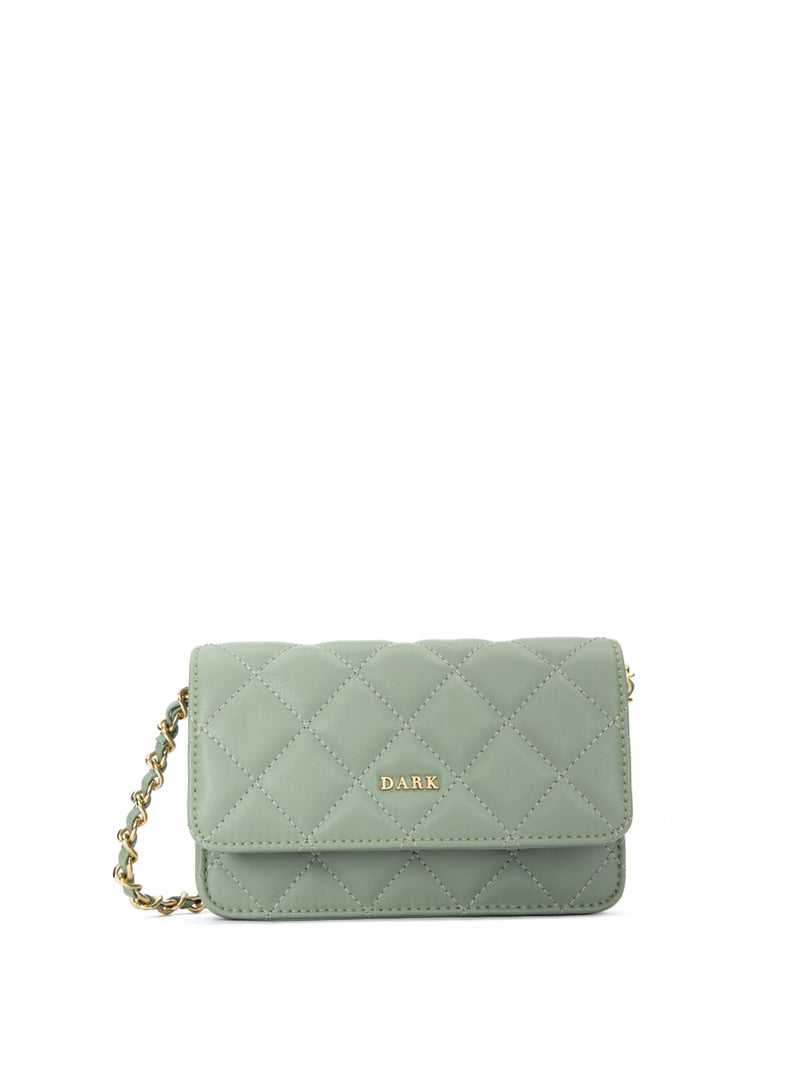 Leather Quilted Mini Bag, Milieu Green