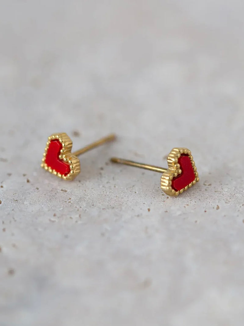 Sarah - Red Heart Stud Earring