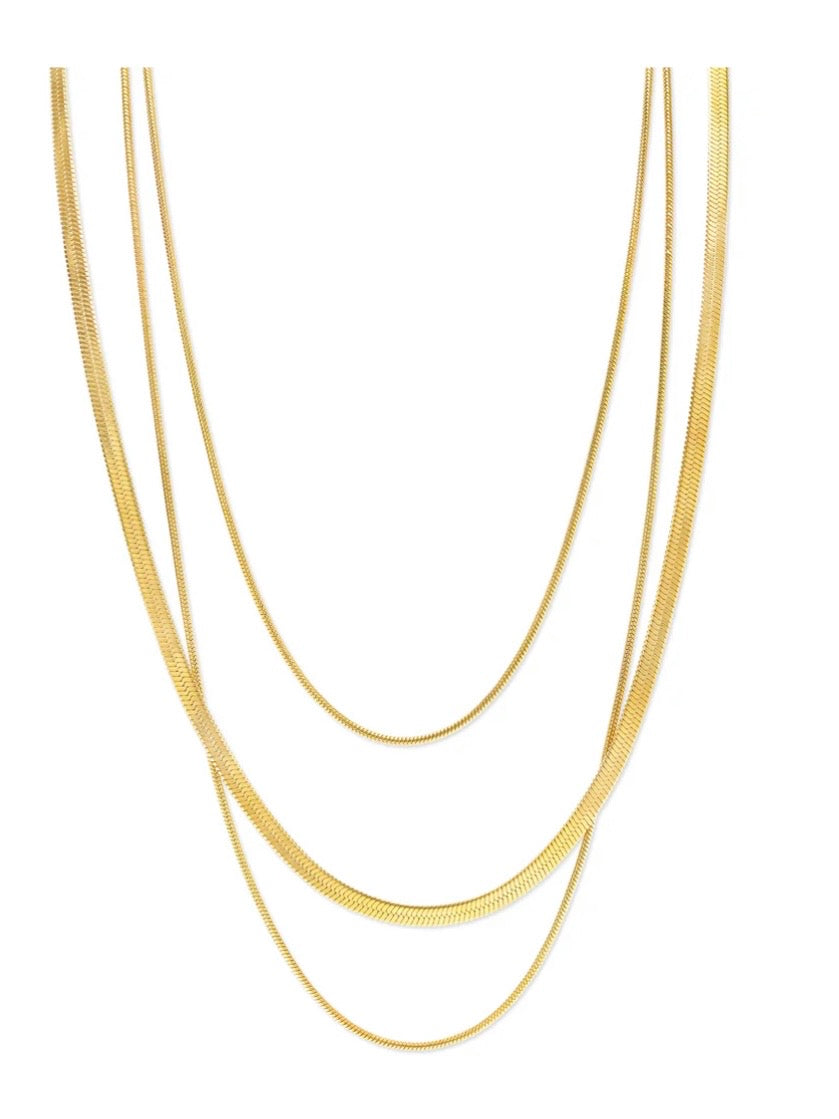 Matilde - Triple Chain Necklace Stainless Steel - Gold