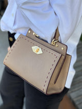 Trianon micro satchel bag, Beige/Bordeaux