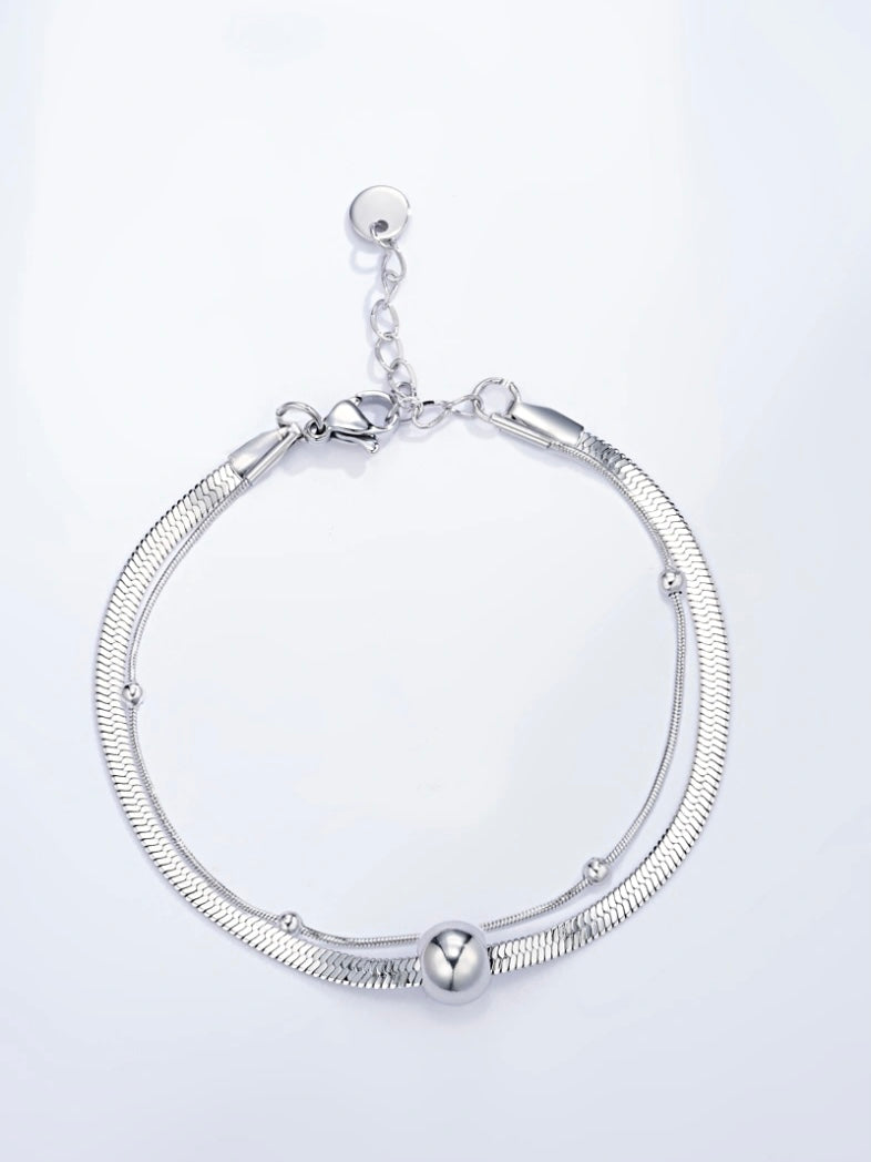 Bracelet, 2 rows, silver