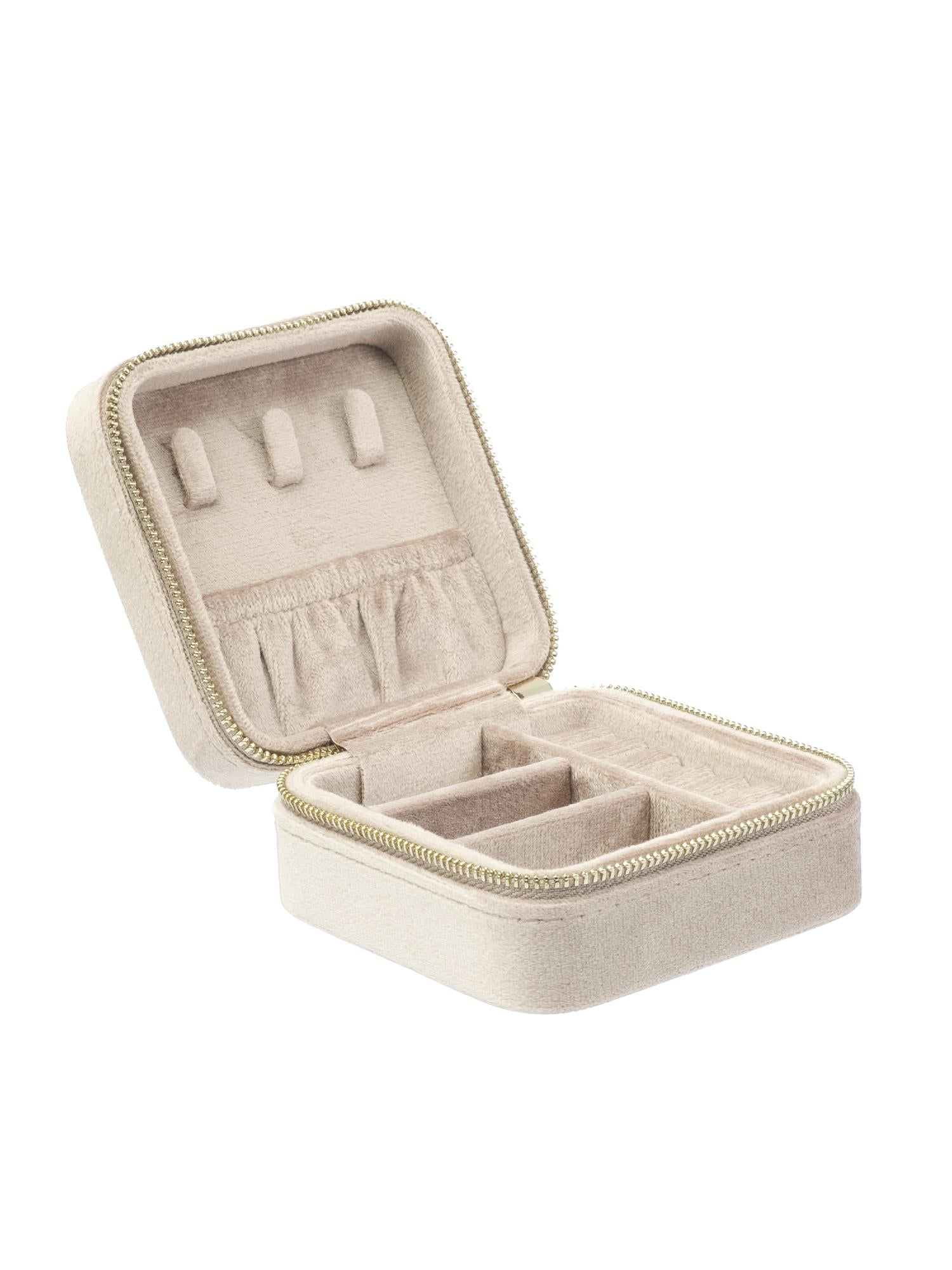 Velvet Jewellery Box Mini, Dark Sand