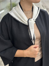 Mina Stitched Merino Scarf, Eggshell