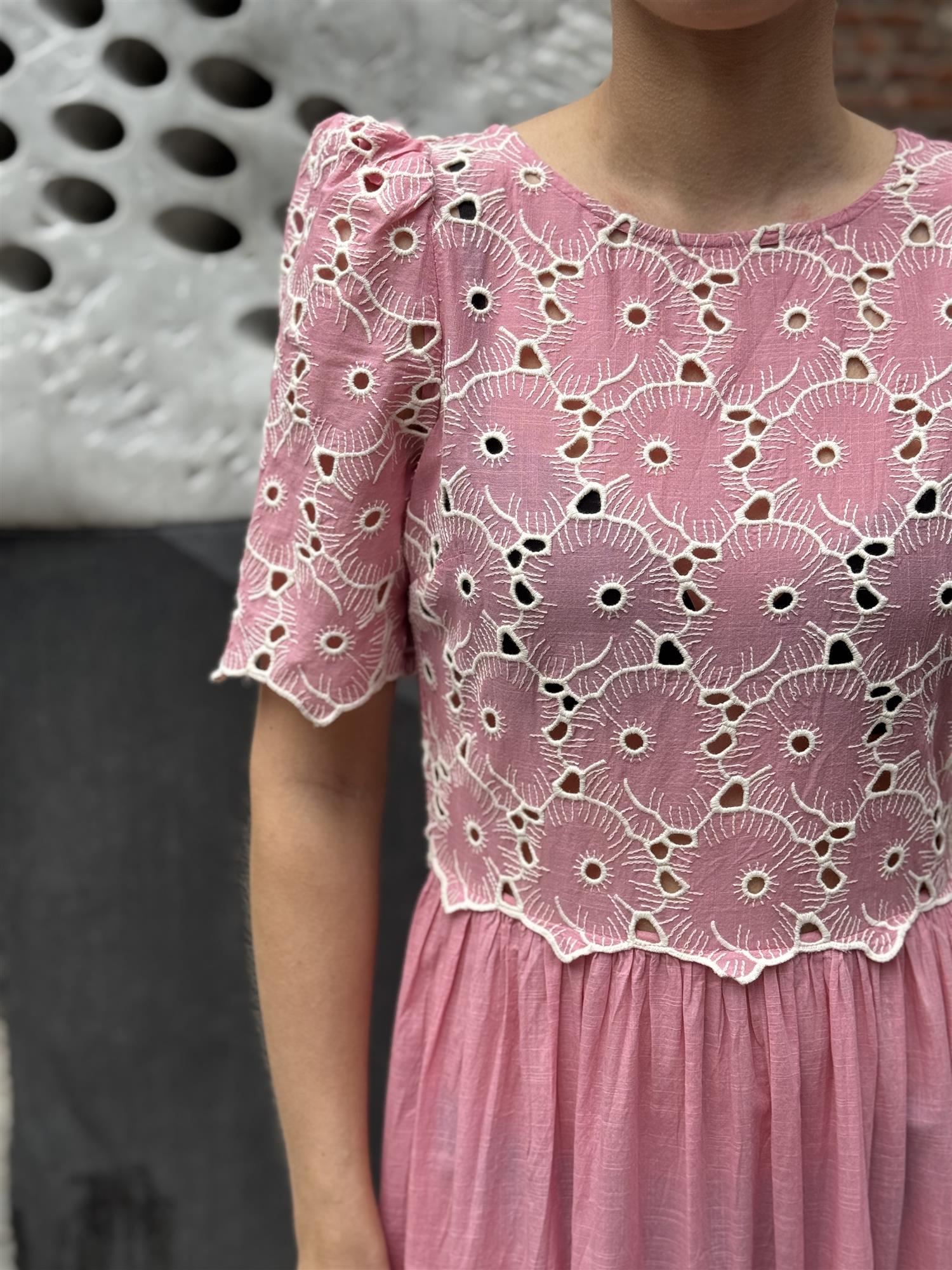 Broderie Anglaise Maxi Dress, Pink