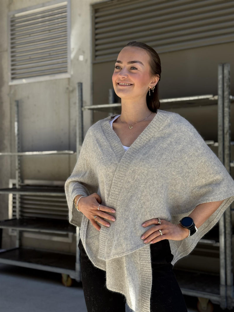 SANNE Poncho, Grey Melange
