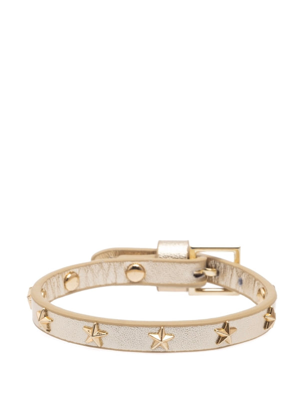 Leather Star Stud Bracelet Mini, Gold Metallic